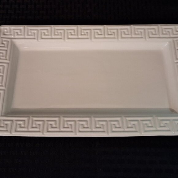 Jonathan Adler White Ceramic Greek Key Decorative Tray Happy Chic 12x6.5 - Picture 4 of 7